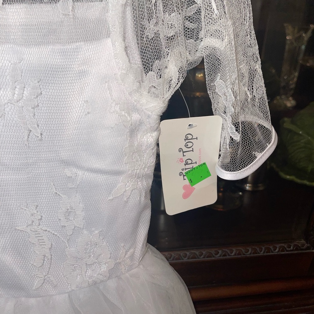 TipTop Girls White Formal Dress Tulle skirt Sz 10 wedding flowergirl homecoming - Picture 4 of 8